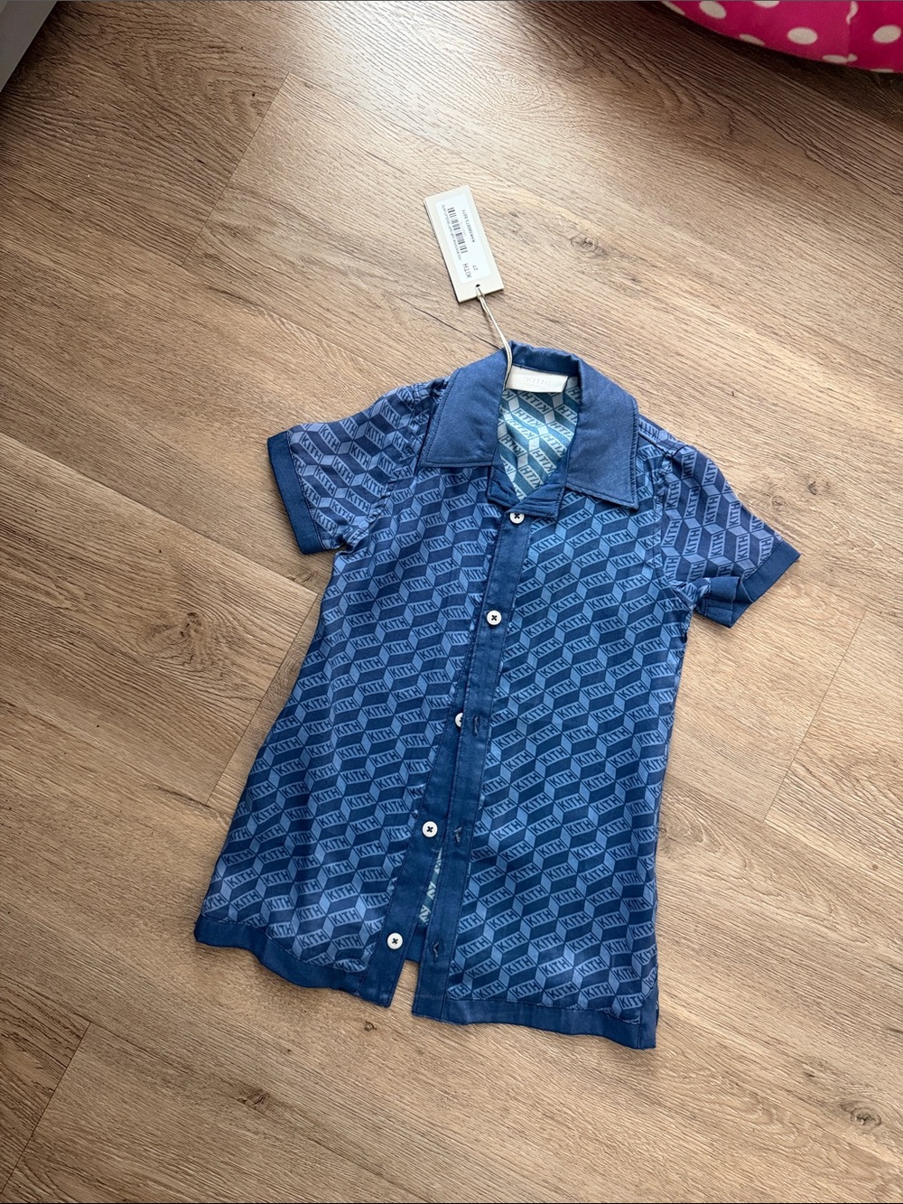 Kith Blue Geometric Button-Down Kids Shirt Dress